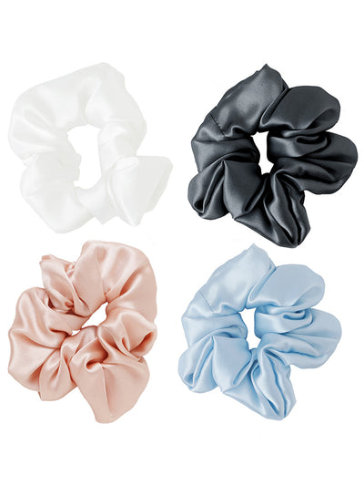 Pack of 4 Assorted Silk Scrunchies - The Lumiere Co